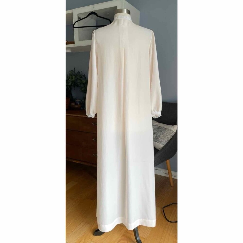 Vintage Christian Dior Long Sleeveless Nightgown Lace Eyelet Details Size S - Picture 5 of 8